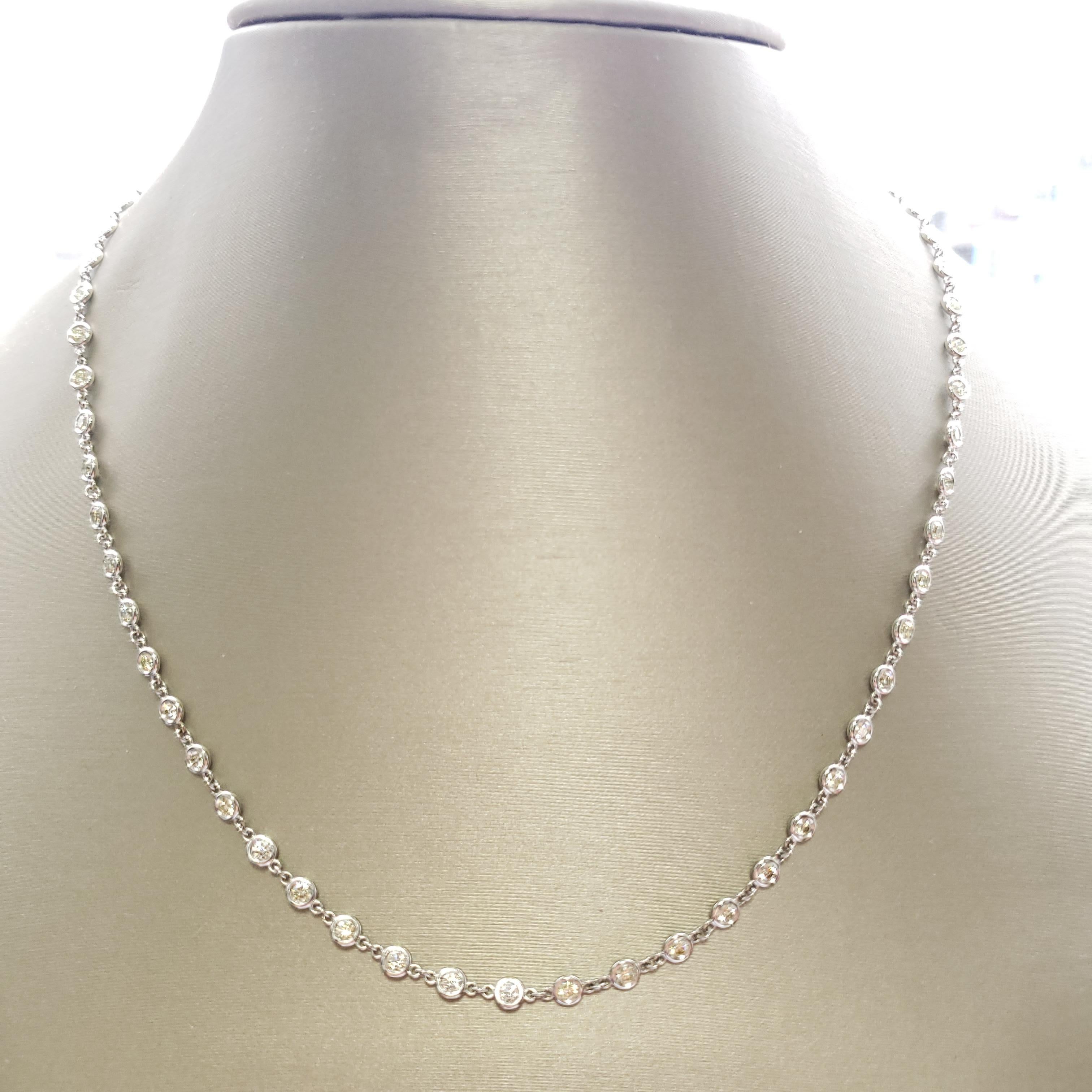 14k Weißgold 3,60 Karat Diamanten by the Yard Halskette 18