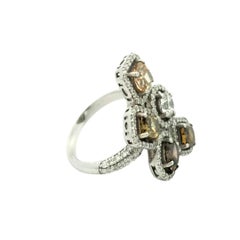 14k White Gold 3.61 carat Fancy Shape Diamond Encrusted Halo Ring (Size 7)