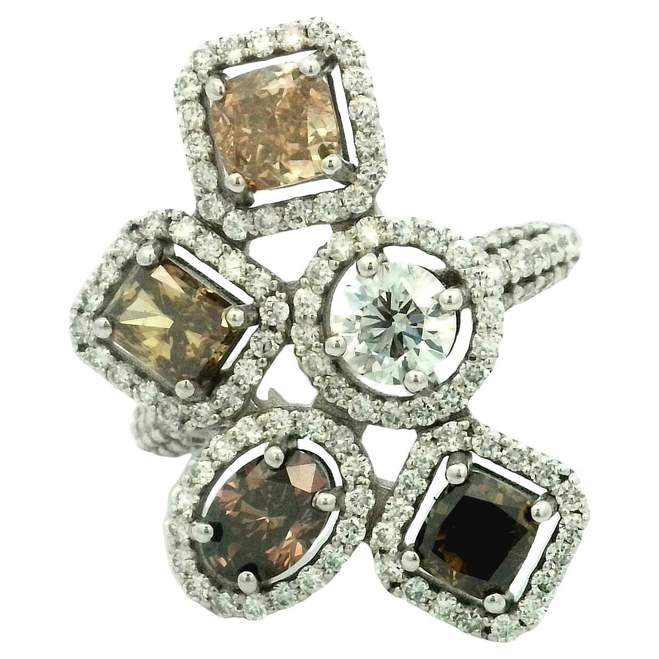 14k White Gold 3.61 carat Fancy Shape Diamond Encrusted Halo Ring (Size 7) For Sale