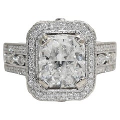14K White Gold 3.63ct Radiant Cut Diamond Ring, 9.5gr