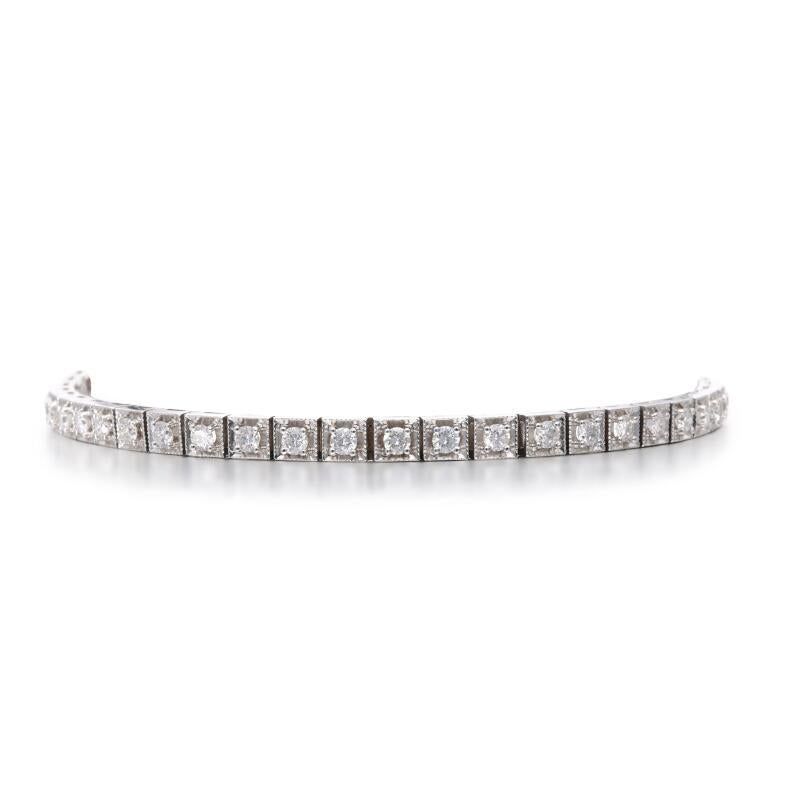 Pulsera de tenis de oro blanco de 14 quilates con diamantes redondos brillantes H SI1 de 3,75 ct 7