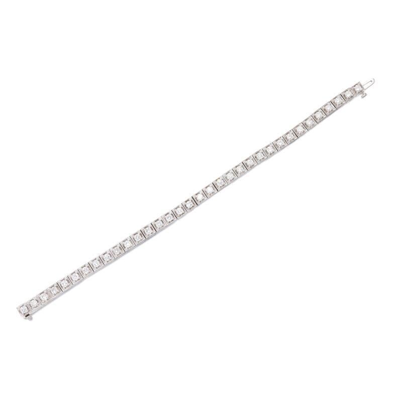 Pulsera de tenis de oro blanco de 14 quilates con diamantes redondos brillantes H SI1 de 3,75 ct 7