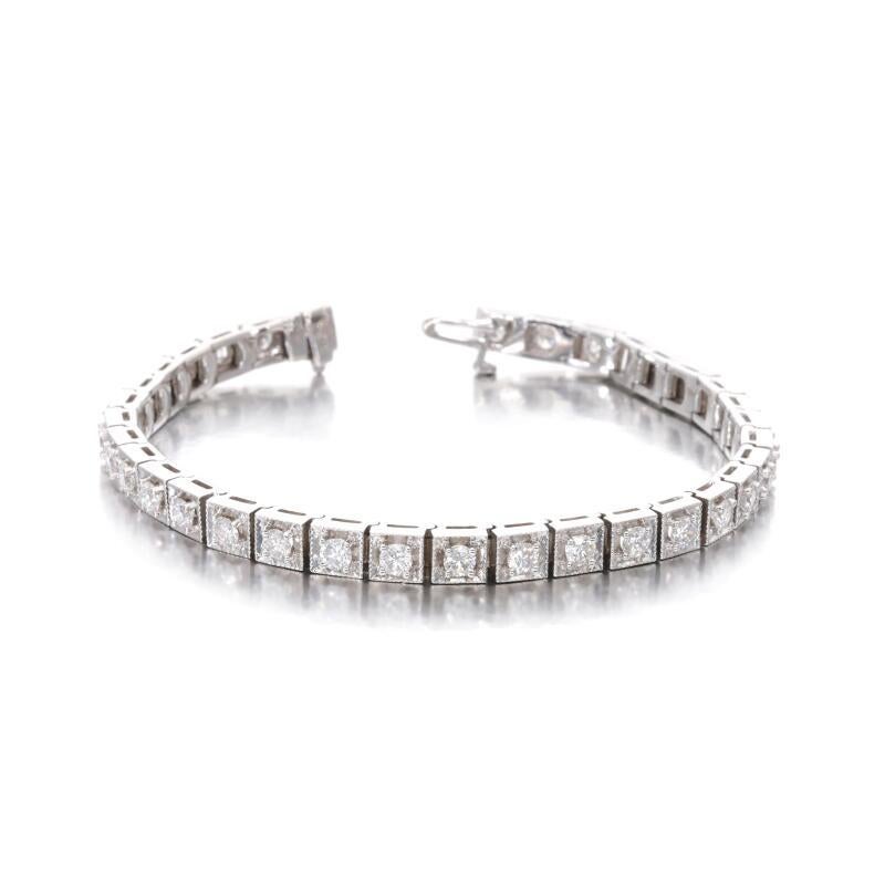 Pulsera de tenis de oro blanco de 14 quilates con diamantes redondos brillantes H SI1 de 3,75 ct 7