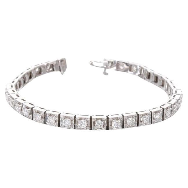 Pulsera de tenis de oro blanco de 14 quilates con diamantes redondos brillantes H SI1 de 3,75 ct 7".