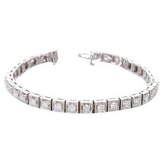 Pulsera de tenis de oro blanco de 14 quilates con diamantes redondos brillantes H SI1 de 3,75 ct 7".