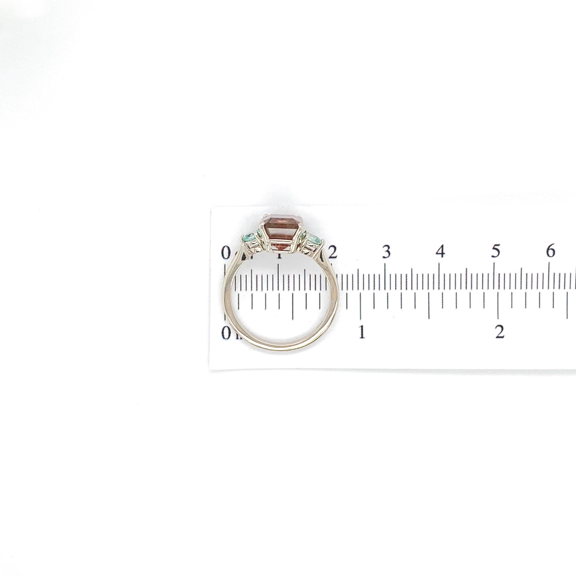 14K White Gold 3.80 carat Bi-color Watermelon Tourmaline Ring For Sale 4