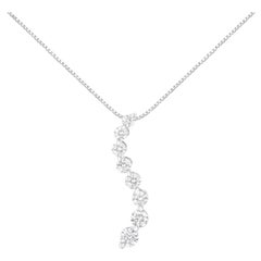 14k White Gold 3ct TDW Diamond Journey Pendant Necklace 'I-J, I2-I3'