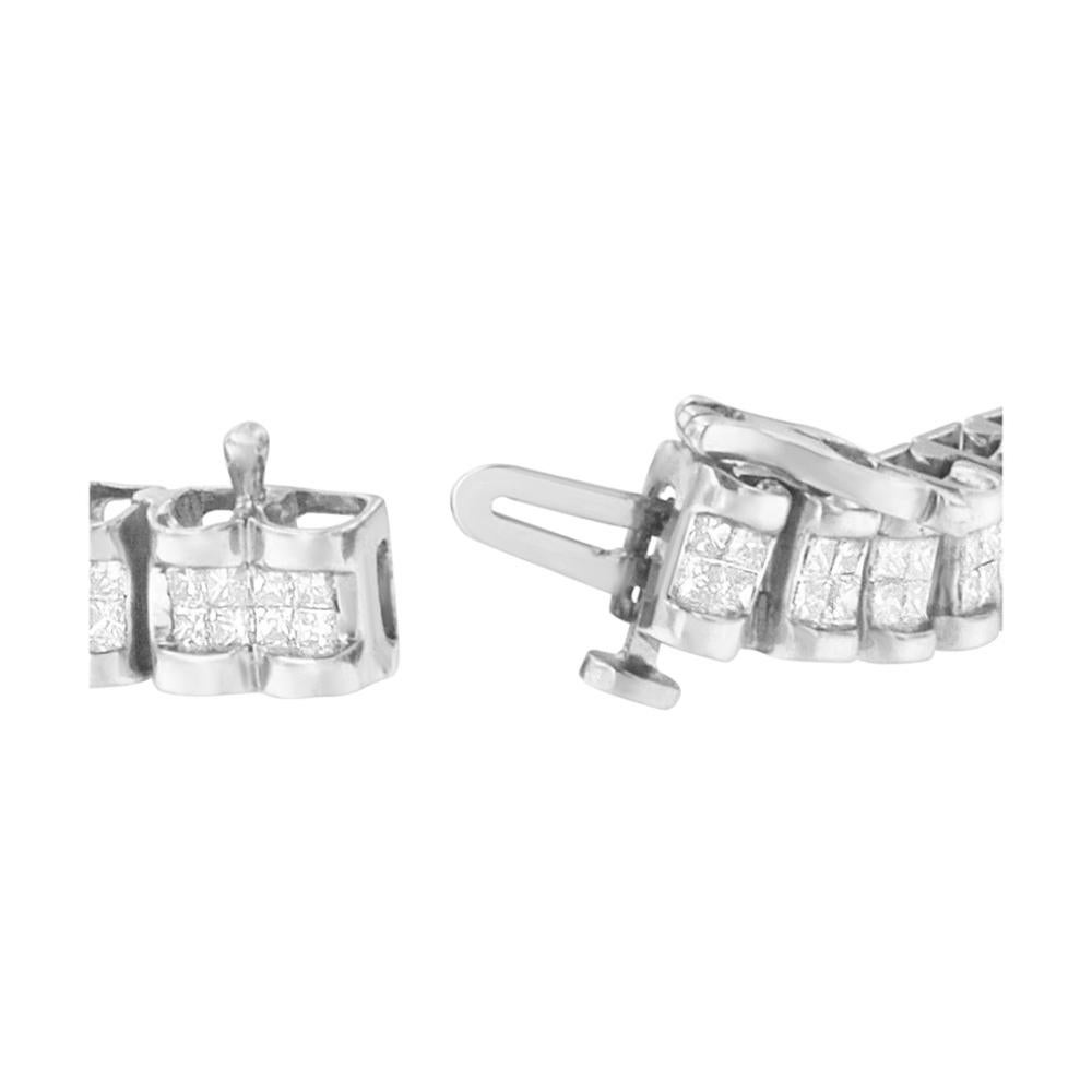 Taille princesse Or blanc 14K 3ct. Bracelet en diamant TDW taille princesse 'H-I, SI2-I1' (en anglais) en vente