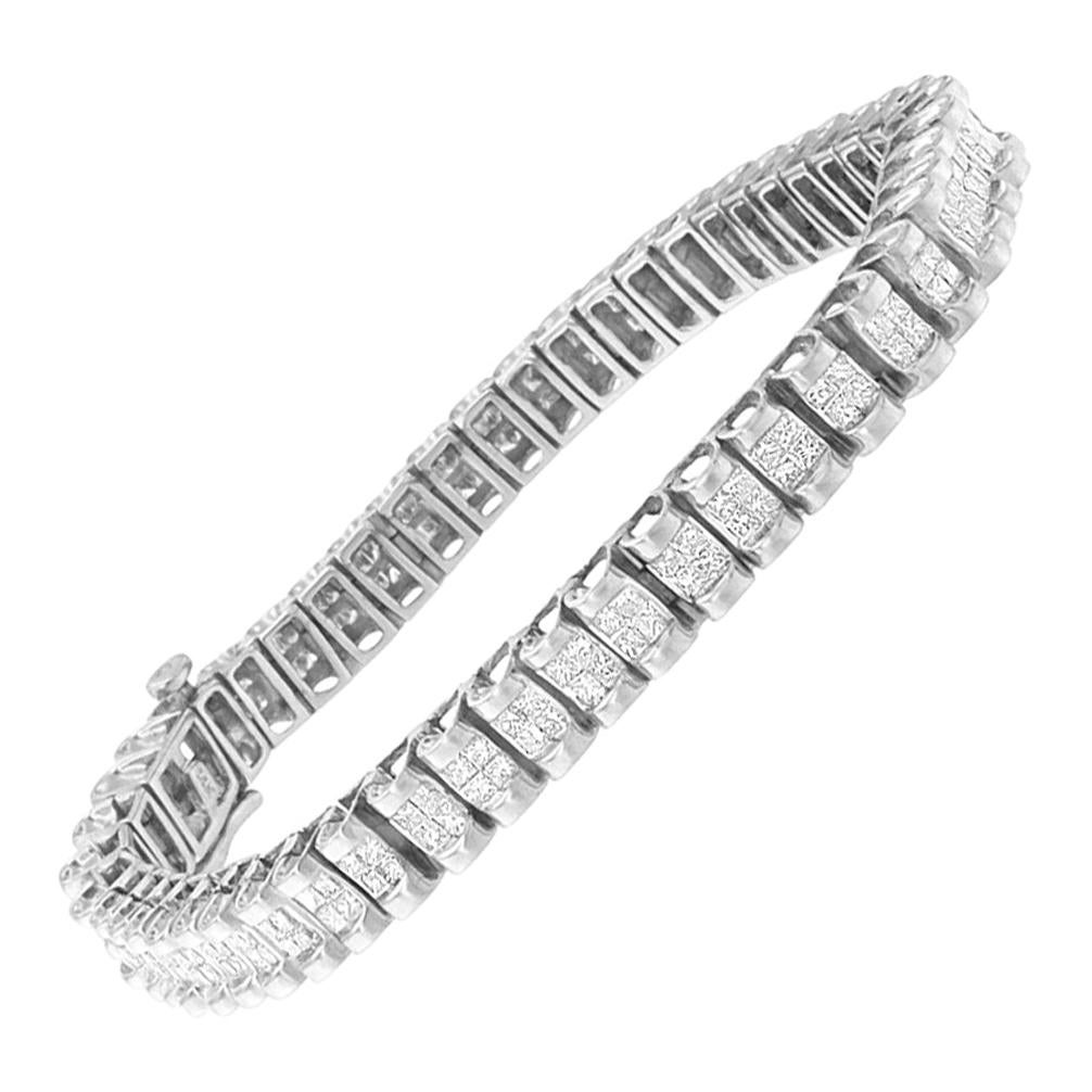14K White Gold 3ct. TDW Princess-Cut Diamond Bracelet 'H-I, SI2-I1'