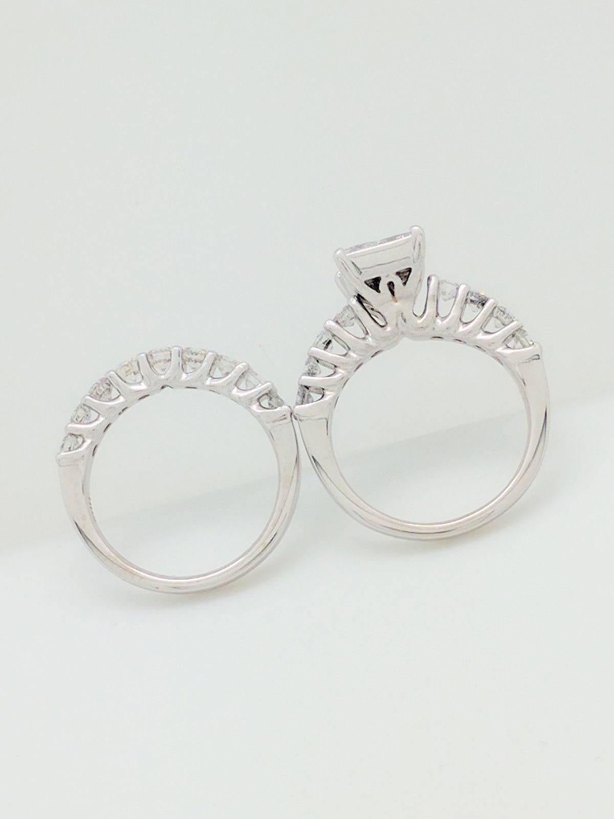 Contemporary 14 Karat Gold 3 Carat Illusion Set Diamond Engagement Ring with Matching Band