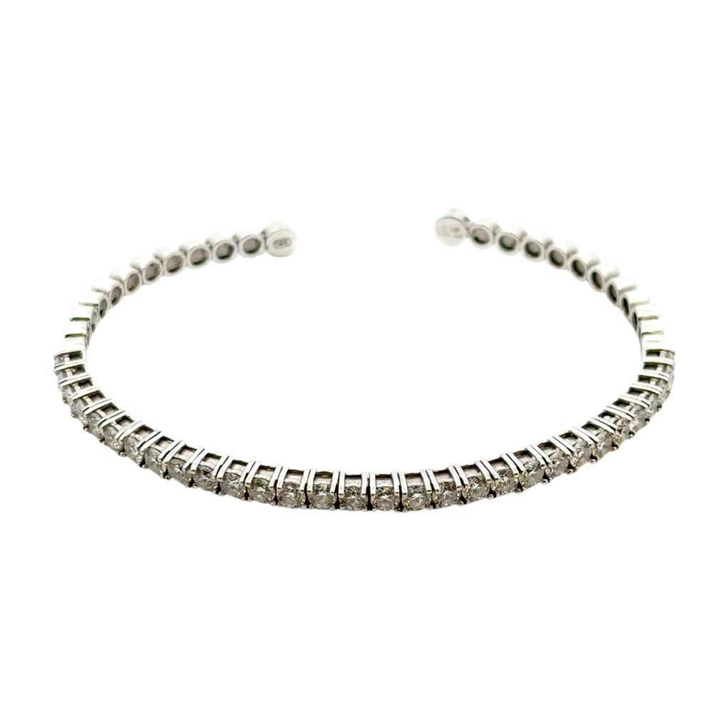 14k Weißgold 3ctw natürlichen runden Diamant-Armreif im Angebot 4