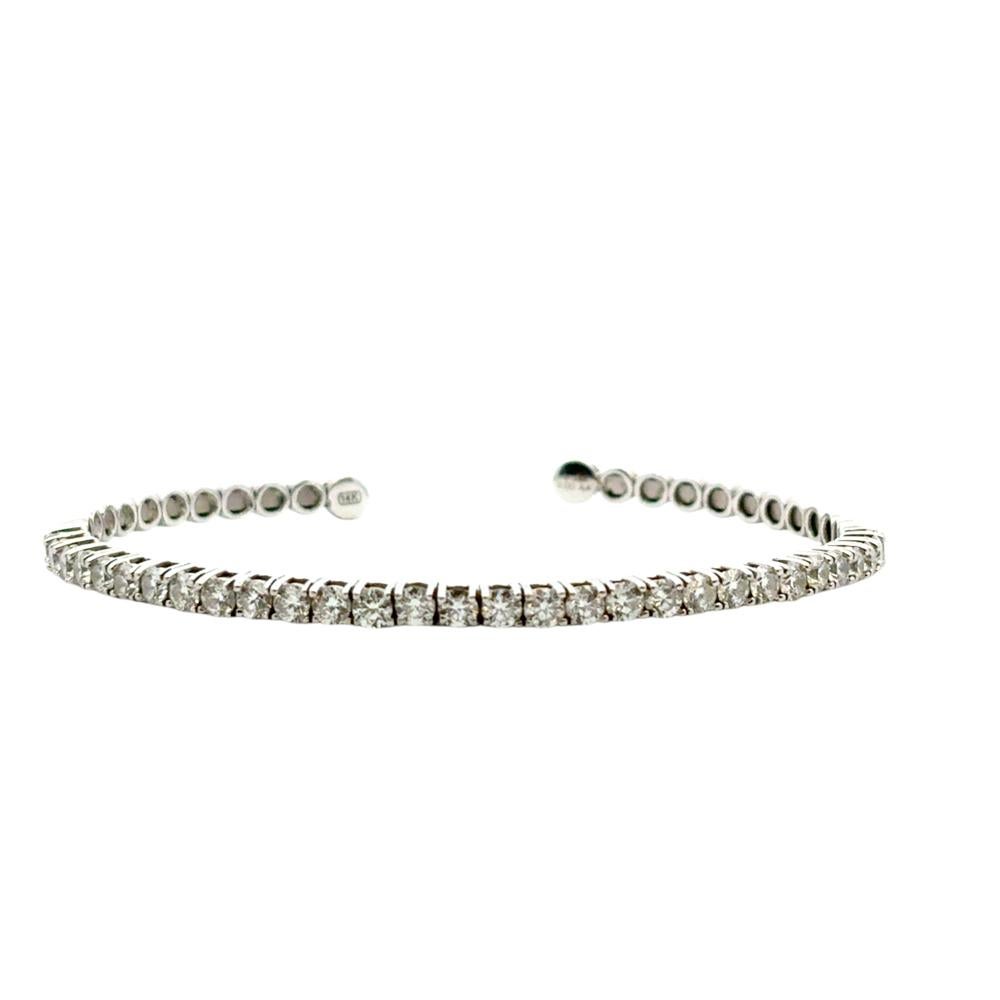14k Weißgold 3ctw natürlichen runden Diamant-Armreif im Angebot 2