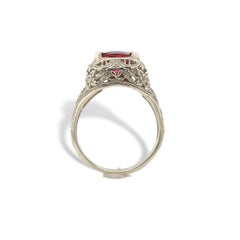 14K White Gold 4 carat Rubellite Filigree Ring size 7.25