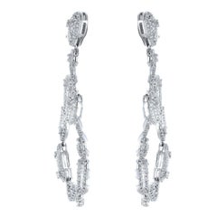 14 Karat White Gold 4 Carat Diamond Earrings