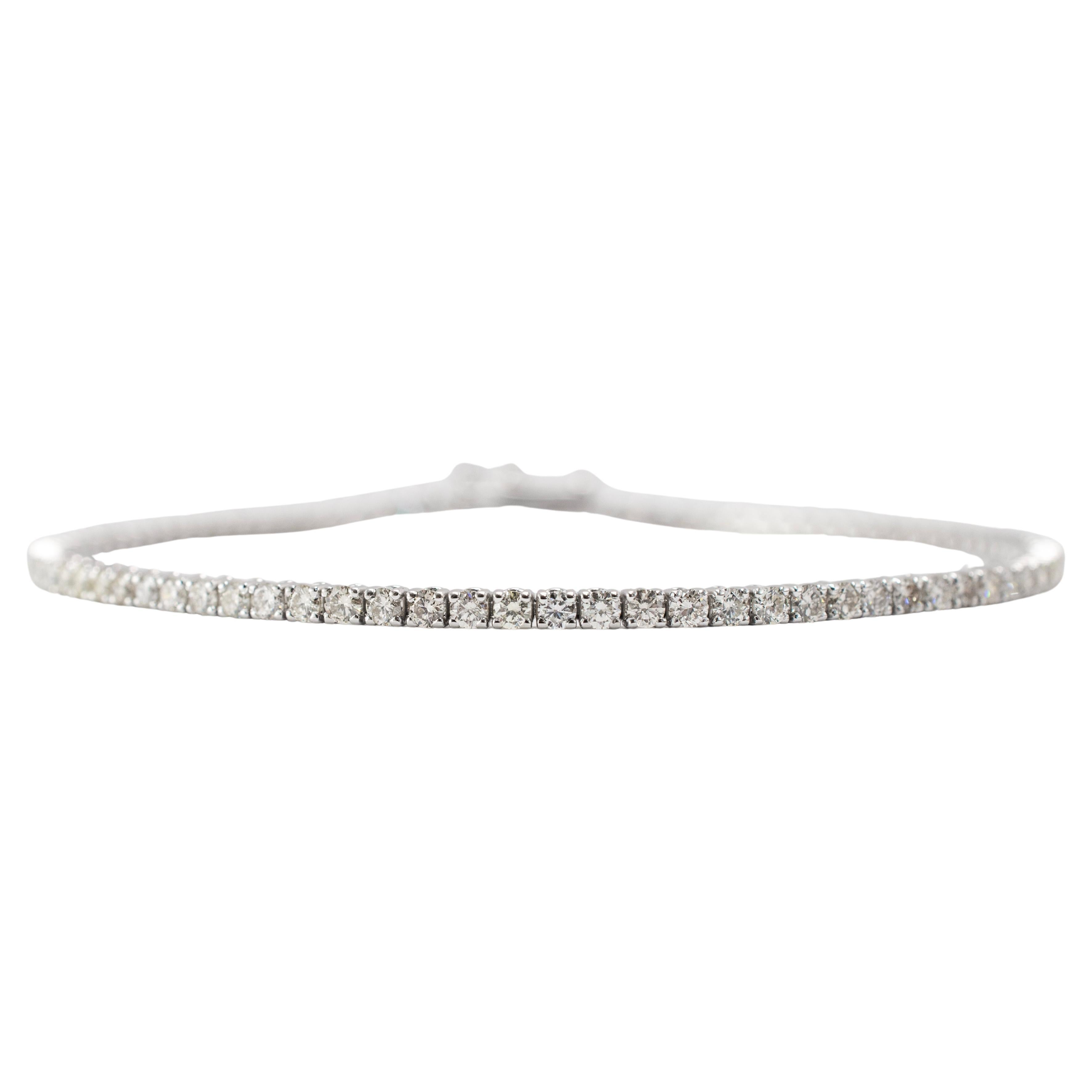14K White Gold 4-Prong 2.51ct Diamond Tennis Bracelet