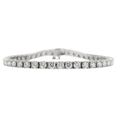 14K White Gold 4-Prong 6.82ct Round Diamond Tennis Bracelet