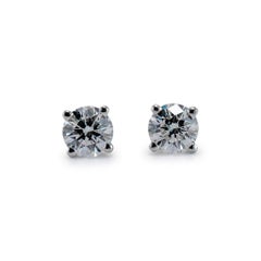 14K White Gold 4-Prong Screw Back 0.70ct Diamond Stud Earrings