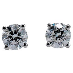 14K White Gold 4-Prong Screw Back 0.70ct Diamond Stud Earrings