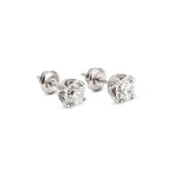 14K White Gold 4 Prong Screw Back 1.90 CT Round Diamond Stud Earrings
