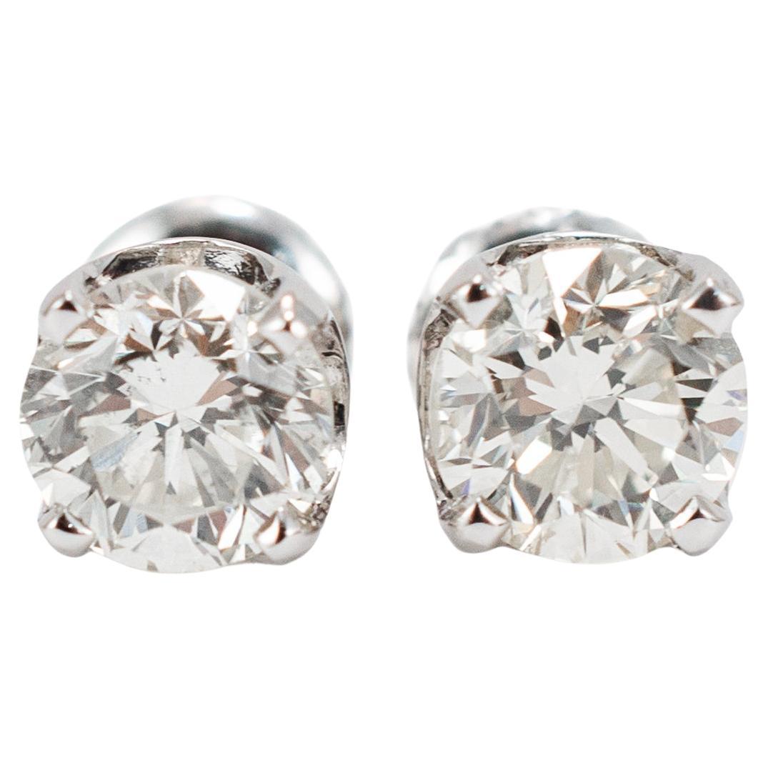 Orecchini con diamanti rotondi da 1,90 carati in oro bianco 14K con 4 punte a vite