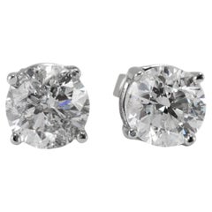 Orecchini a perno in oro bianco 14K con chiusura a vite a 4 punte e 1,90 carati di diamante
