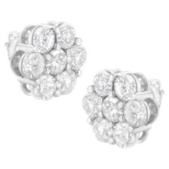 14K White Gold 4.0 Carat Diamond Flower Earring
