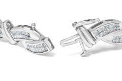 Bracciale A Link in oro bianco 14K con diamanti taglio principessa da 4,0 carati