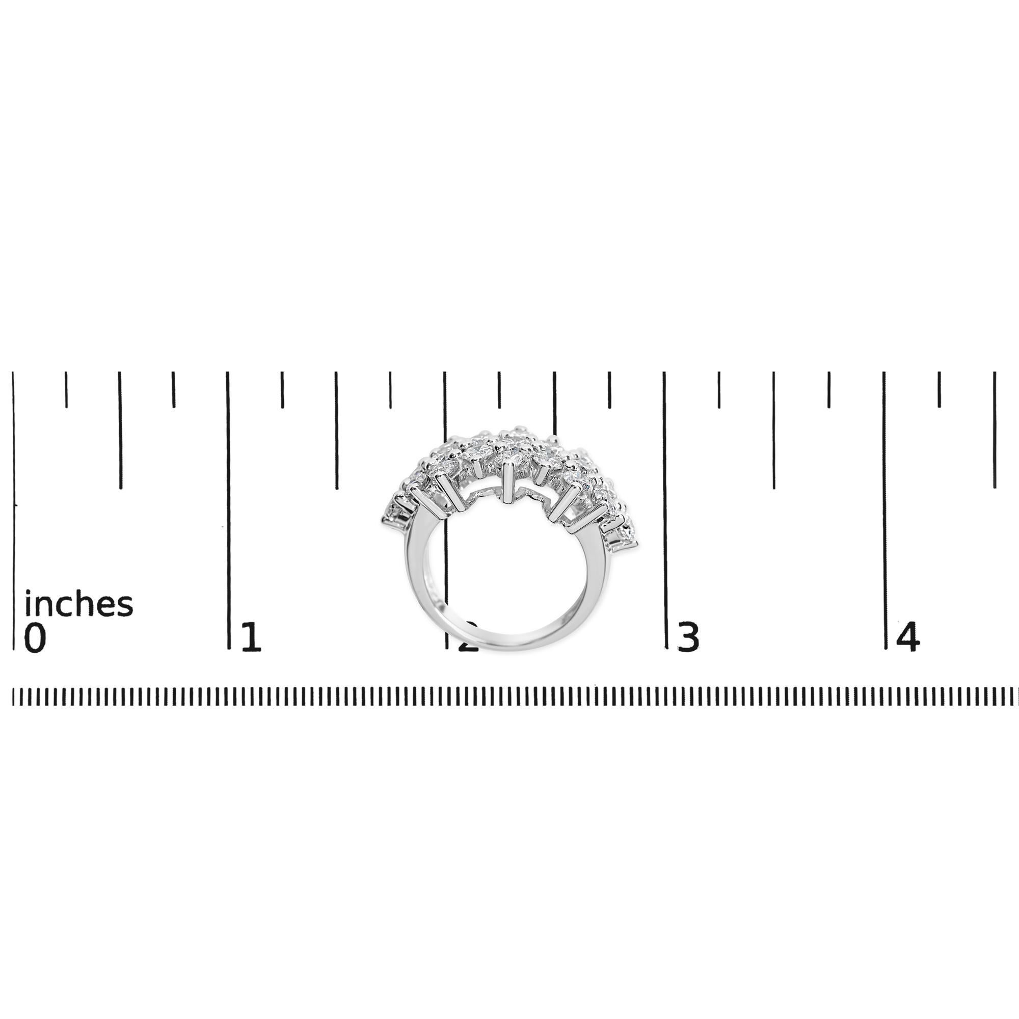 14K White Gold 4.0 Cttw Diamond Multi Row Scatter Band Ring In New Condition For Sale In New York, NY