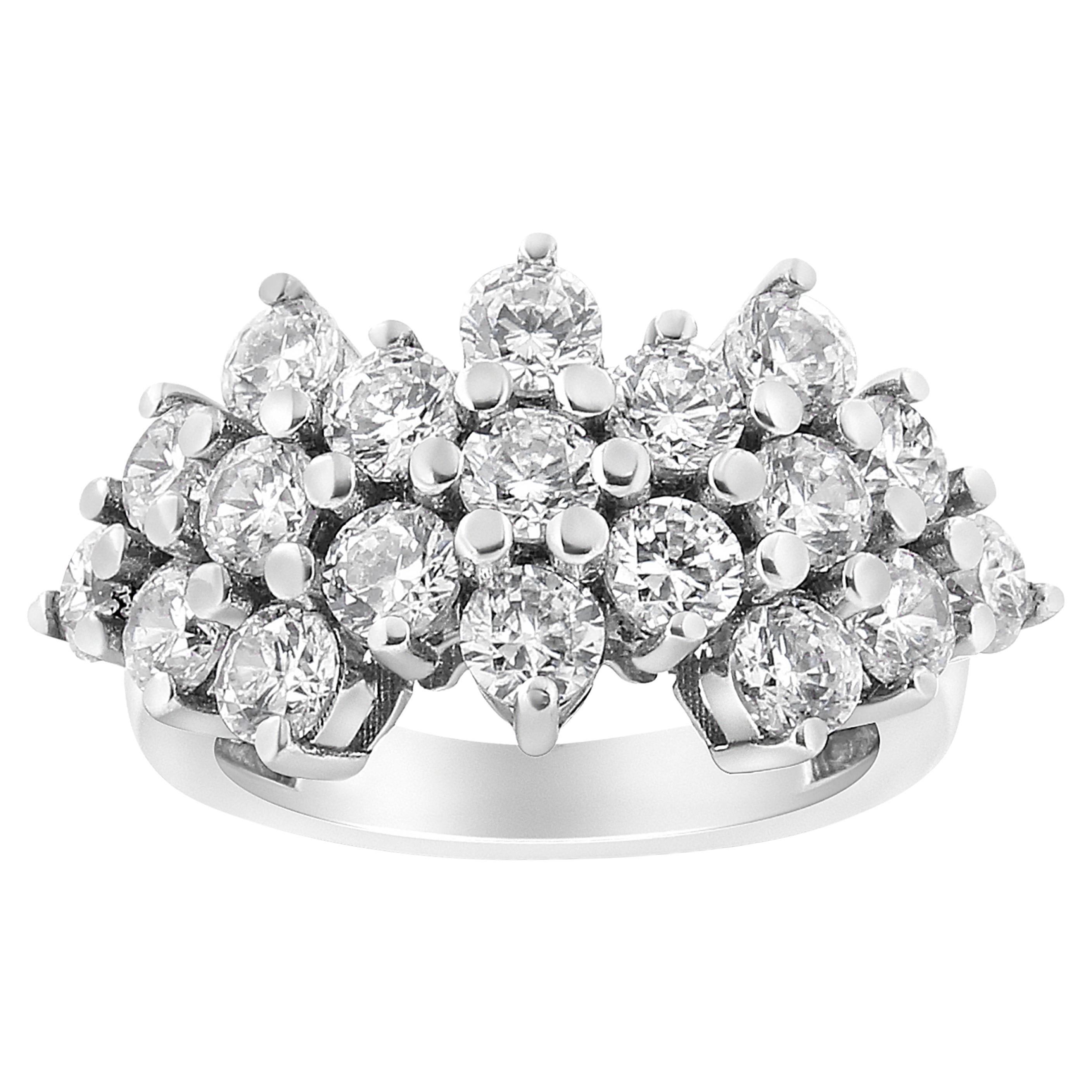 14K White Gold 4.0 Cttw Diamond Multi Row Scatter Band Ring