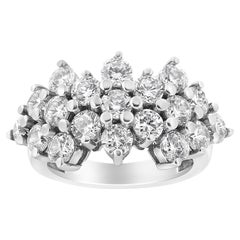 Bague en or blanc 14K avec 4.0 Cttw Diamond Multi Row Scatter Band 