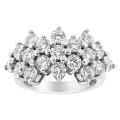 14K White Gold 4.0 Cttw Diamond Multi Row Scatter Band Ring