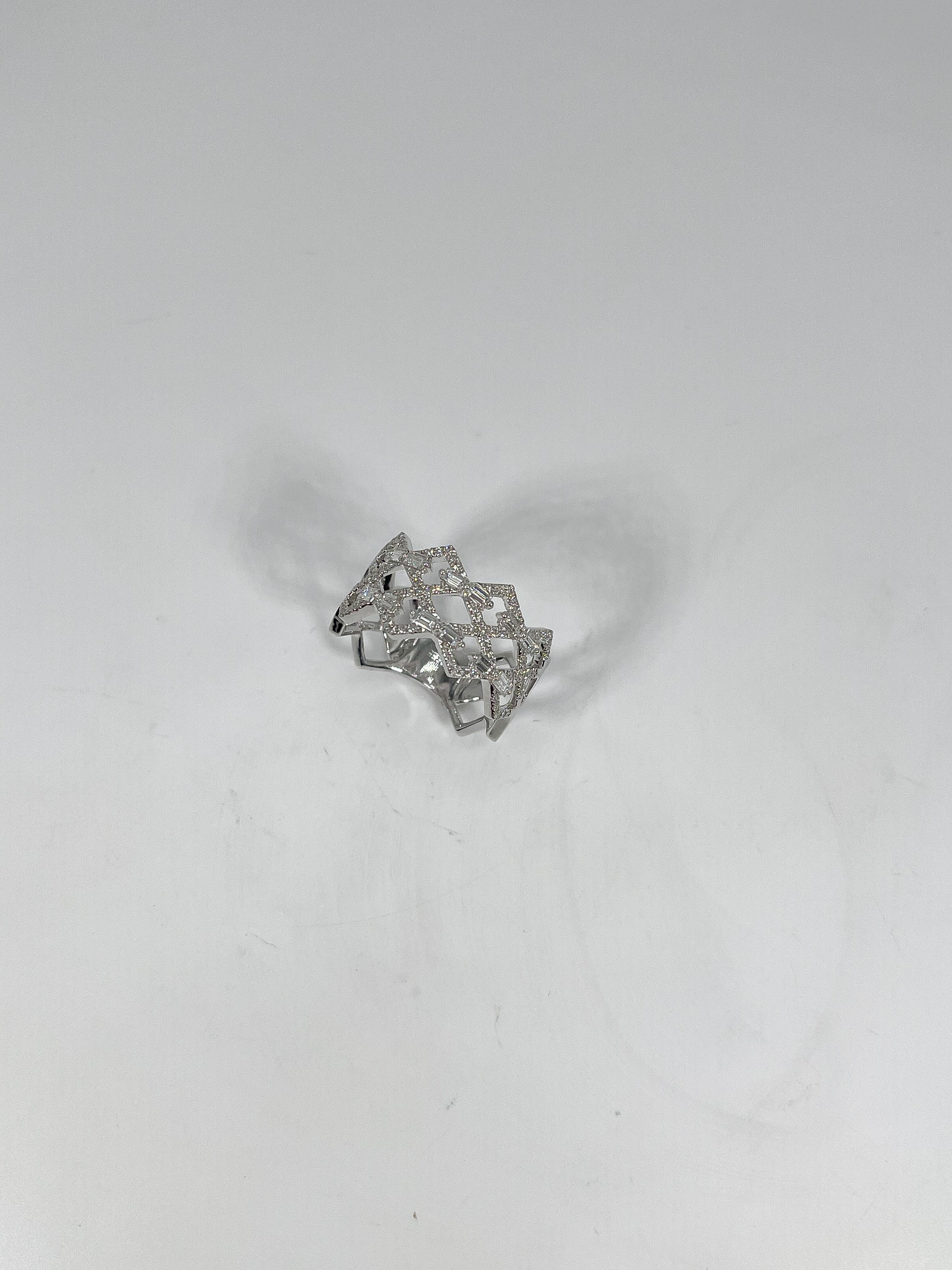 Round Cut 14K White Gold .40 CTW Contemporary Diamond Band For Sale