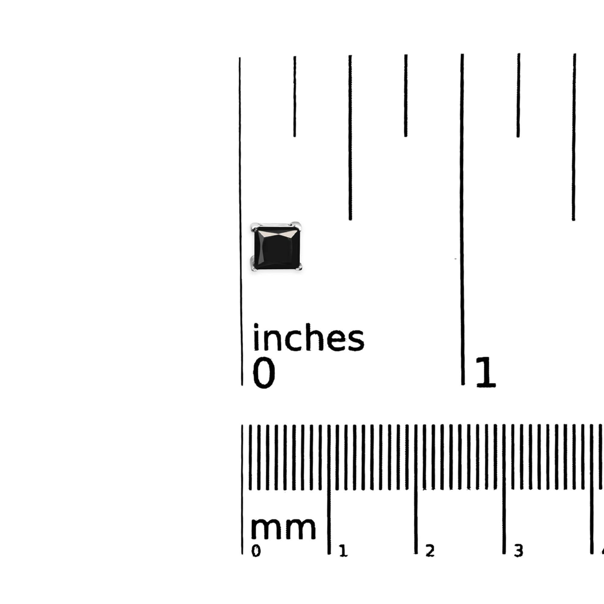 Boucle d'oreille classique en or blanc 14 carats 4.00 cttw Princesse traitée diamant noir Neuf - En vente à New York, NY