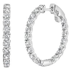 14K Weißgold 4,00 Cttw Shared Prong Set Diamant Inside Out Creolen