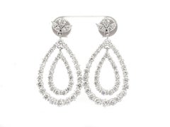 Boucles d'oreilles en or blanc 14 carats avec diamants naturels ronds de 4,06 carats, en forme de larme ouverte