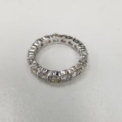 14k white gold 4.08 Carats Diamond Eternity Ring Set with Shared Prongs