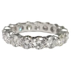 14k white gold 4.08 Carats Diamond Eternity Ring Set with Shared Prongs