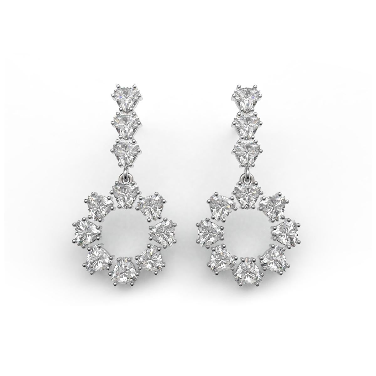 Women's 14 Karat White Gold 4.09 Carat Diamond Earrings For Sale