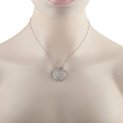 14K White Gold 4.0ct Diamond Heart Pendant Necklace MF29-070126