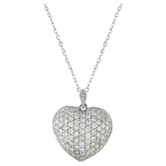 14K White Gold 4.0ct Diamond Heart Pendant Necklace MF29-070126