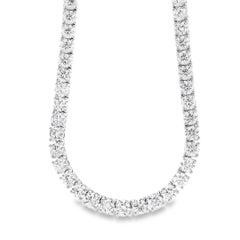 14k White Gold 41.20ctw Natural Round Brilliant Diamond Tennis Necklace
