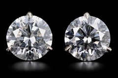 14K White Gold 4.21 Carat Total Weight Round Brilliant Diamond Martini Stud