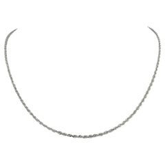 14k Weißgold 4.2g Hohl dünne 2mm Seilkette Halskette Peru 18"
