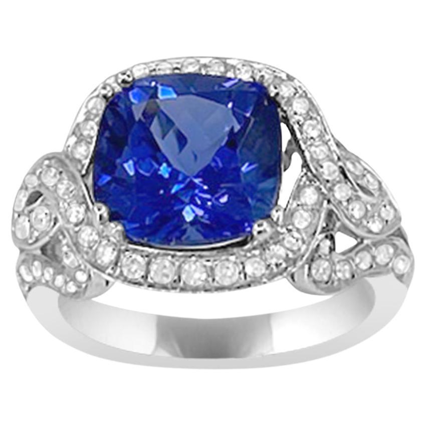 14K White Gold 4.33cts Tanzanite and Diamond Ring. Style# REN22639 For Sale