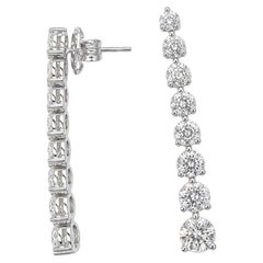 14K White Gold 4.45ct Round Diamond Drop Earrings DIERO162 NTJJ