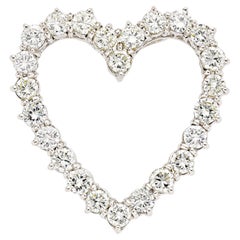14k White Gold 4.50 Carat Diamond Heart Pendant / Brooch