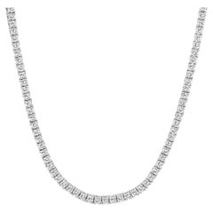 14K White Gold 4.50 Carat Diamond Straight Row Tennis Collar Necklace
