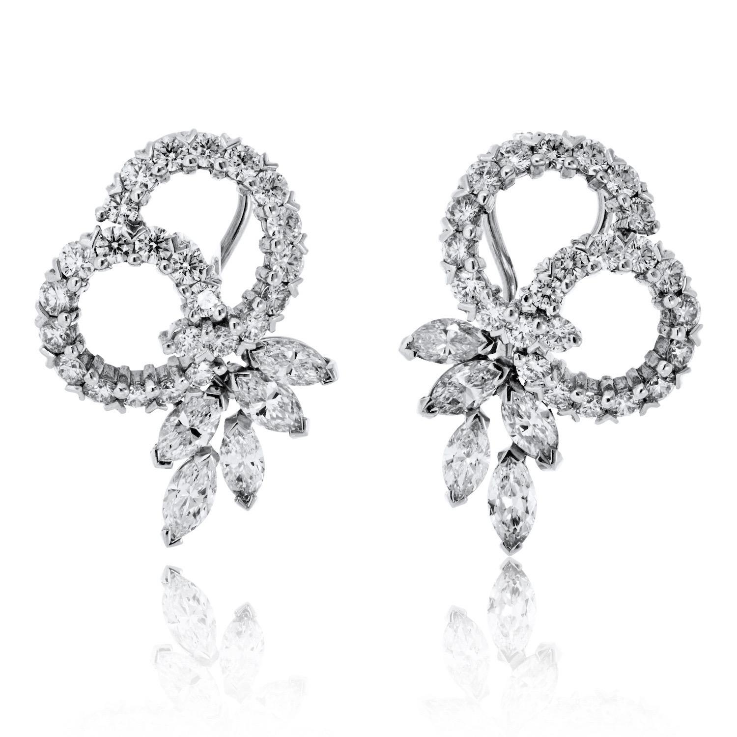14K Weißgold 4,50cttw Diamant-Ohrringe (Marquiseschliff) im Angebot
