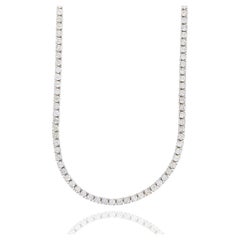 14K Weißgold 4,62 Karat runde Diamant-Tennis-Halskette