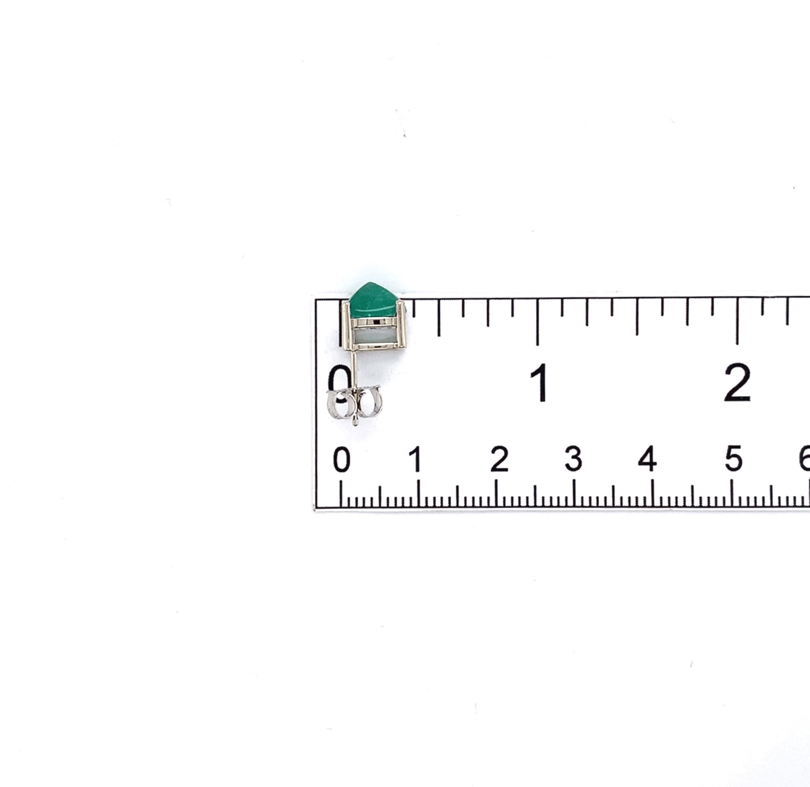 14K Weißgold 4,62 Karat tw Sugarloaf Cut Smaragd Ohrstecker im Angebot 2
